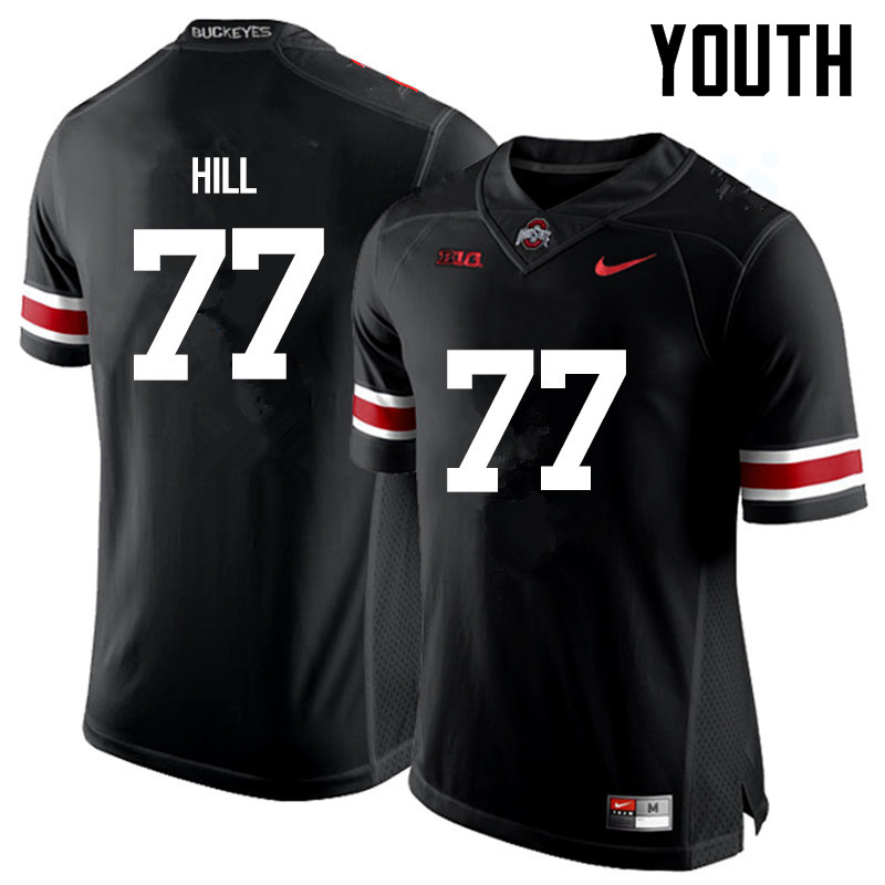 Ohio State Buckeyes Michael Hill Youth #77 Black Game Stitched College Football Jersey